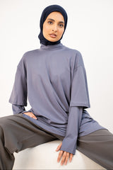 ONE BASE TEE GREY BLUE 